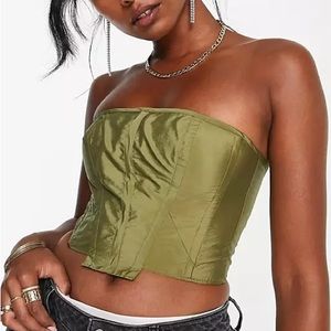 Topshop corset in Nylon in khaki